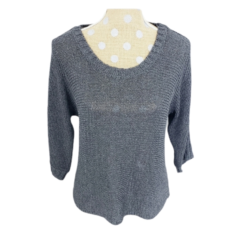 Eileen Fisher gray silver loose knit sweater Medium
